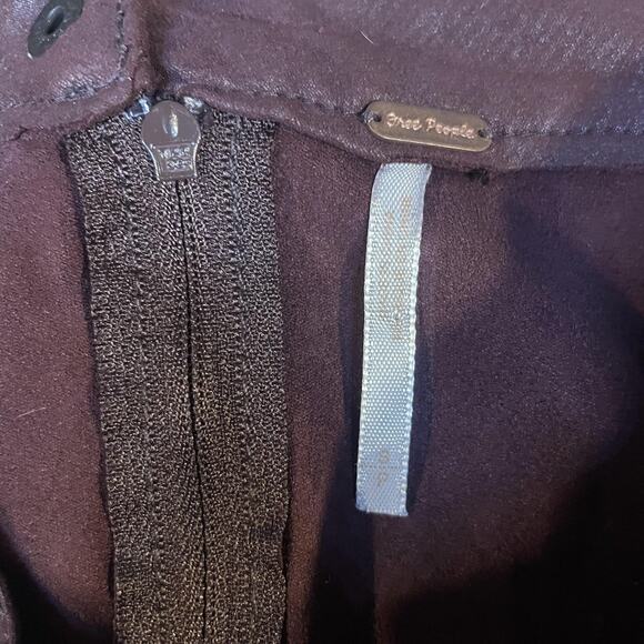 Free People Skirt Womens Small Red Rumi Ruched Faux Vegan Leather Mini Stretch - Picture 3 of 9